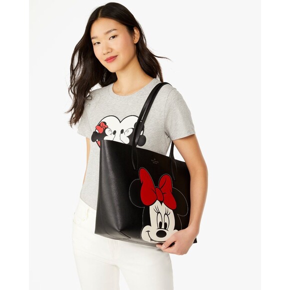 New Disney X Kate Spade Reversible Minnie Large Tote Black Multi - Picture 7 of 7